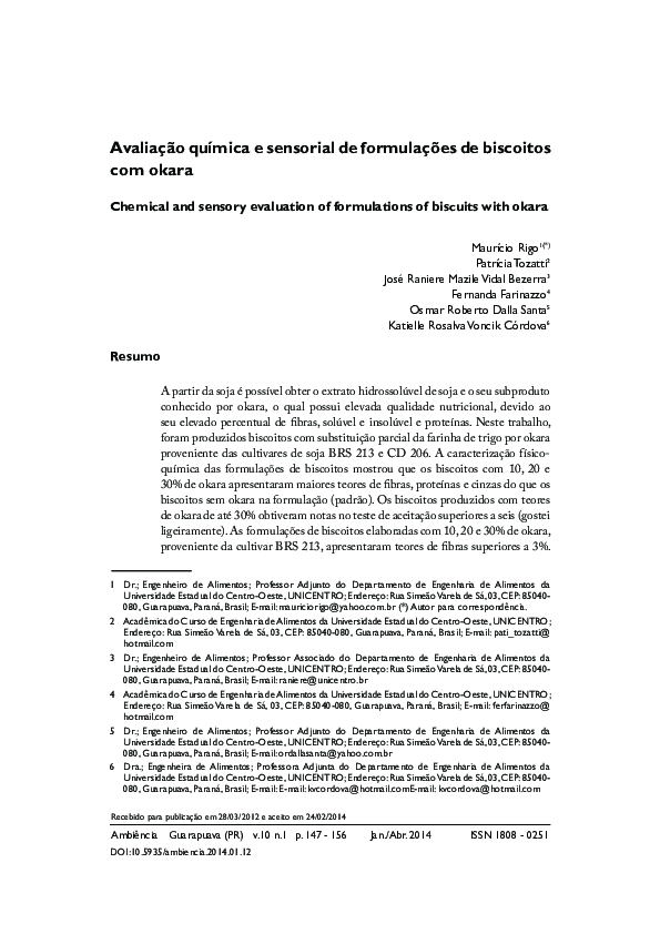 (PDF) Chemical and sensory evaluation of formulations of biscuits with ...