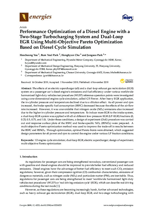 (PDF) Performance Optimization of a Diesel Engine with a Two-Stage ...