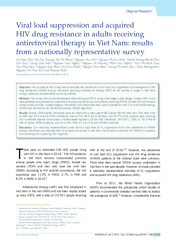 (PDF) Viral load suppression and acquired HIV drug resistance in adults ...