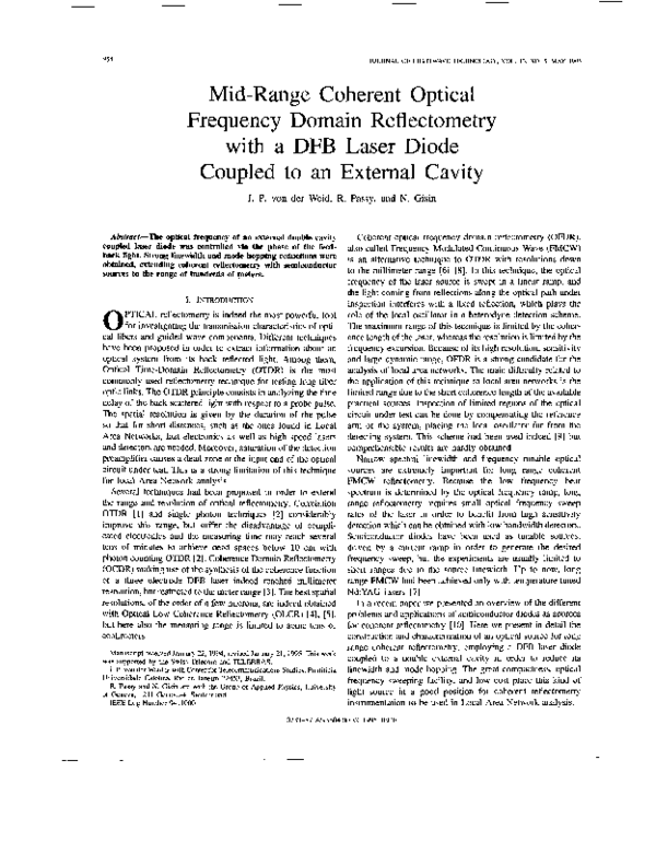 (PDF) Mid-range coherent optical frequency domain reflectometry with a ...