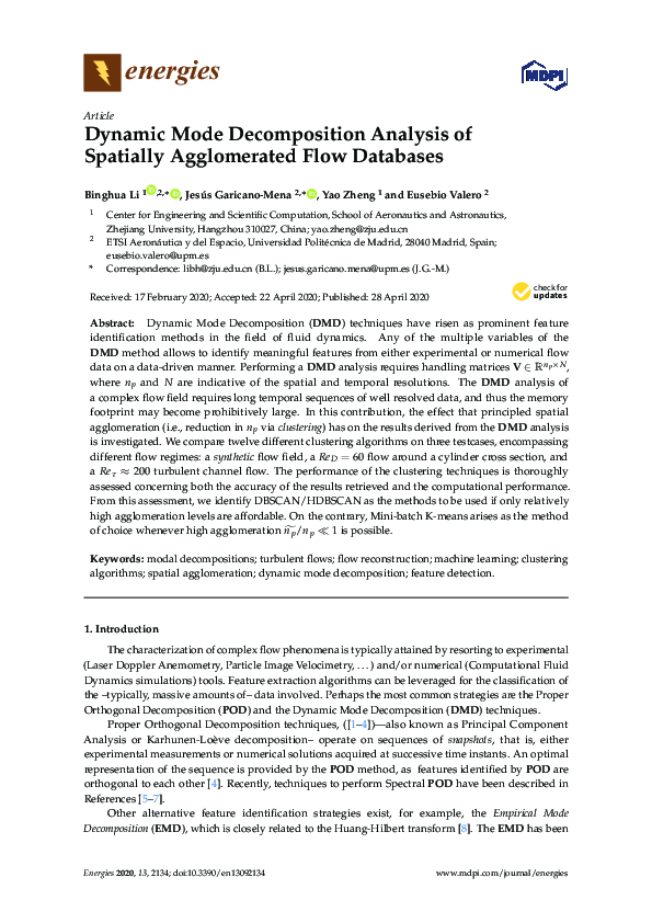 (PDF) Dynamic Mode Decomposition Analysis of Spatially Agglomerated ...