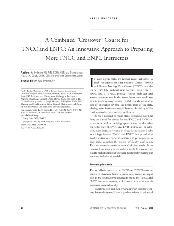 (PDF) A combined "crossover" course for TNCC and ENPC an innovative