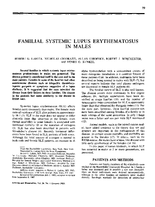 (PDF) Familial systemic lupus erythematosus in males