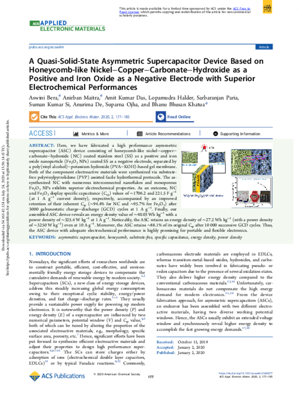 (PDF) A Quasi-Solid-State Asymmetric Supercapacitor Device based on ...