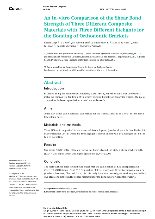 (PDF) An In-vitro Comparison of the Shear Bond Strength of Three ...