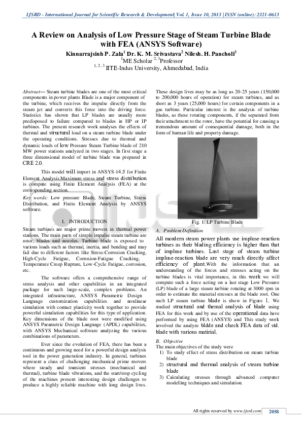 (PDF) A Review on Analysis of Low Pressure Stages of Steam Turbine ...