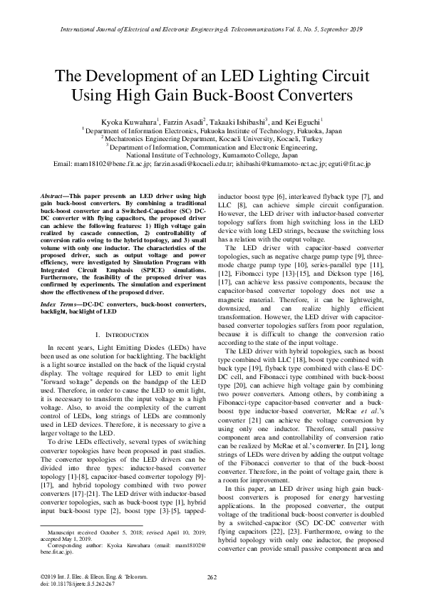 (PDF) The Development of an LED Lighting Circuit Using High Gain Buck ...