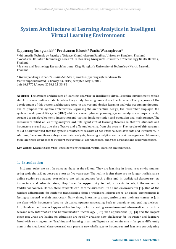 (PDF) System Architecture of Learning Analytics in Intelligent Virtual ...