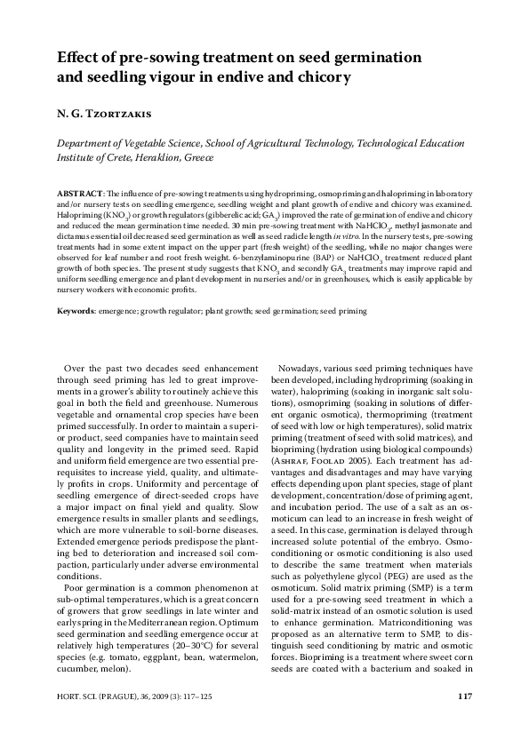 (PDF) Effect of Pre-Sowing Treatment on Seed Germination and Seedlings ...