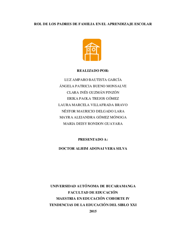 (PDF) Rol de los padres de familia en el aprendizaje escolar