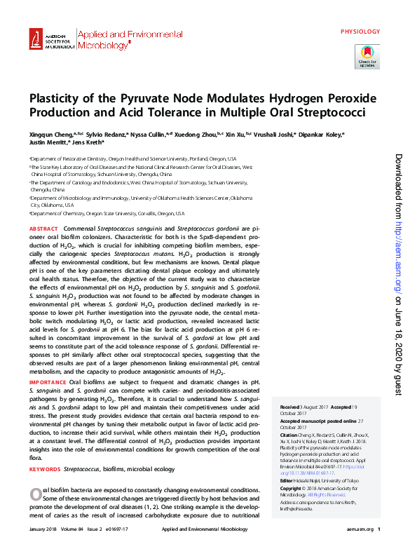 (PDF) Plasticity of the pyruvate node modulates hydrogen peroxide ...