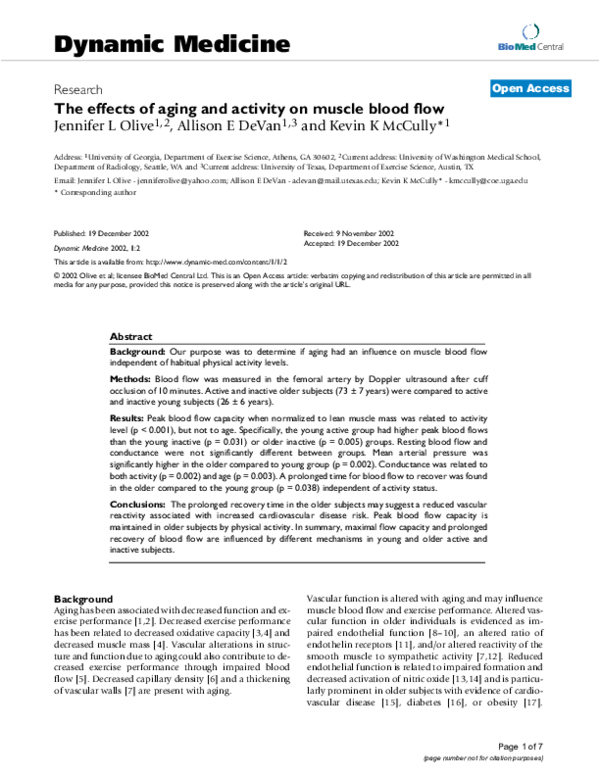(PDF) The effects of aging and activity on muscle blood flow