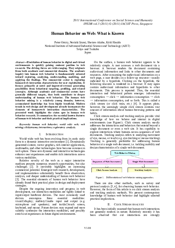 (PDF) Human Behavior on Web: What is Known
