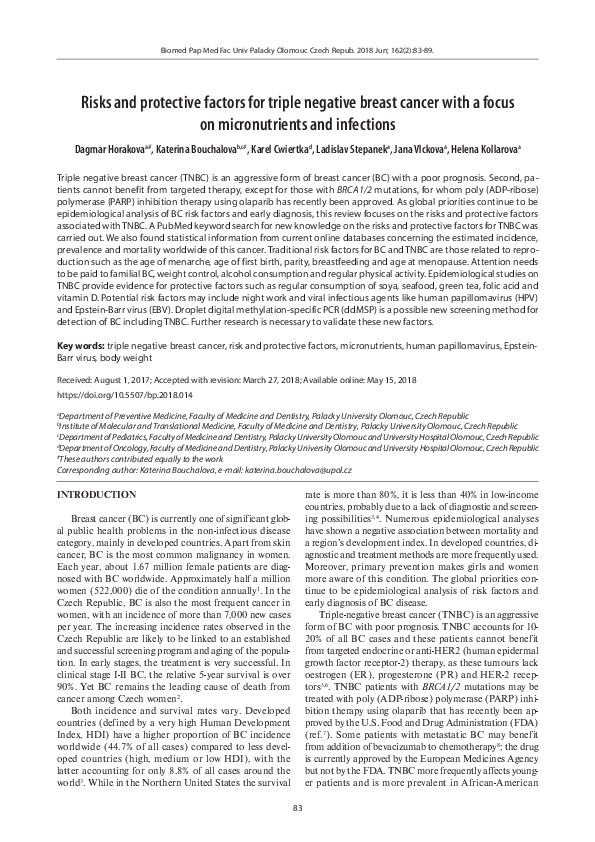 (PDF) Risks and protective factors for triple negative breast cancer ...