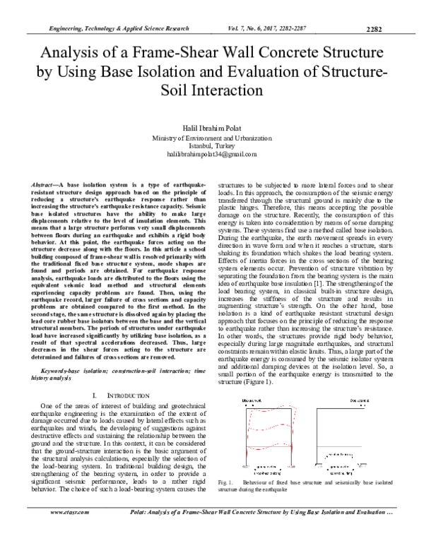 (PDF) Analysis of a Frame-Shear Wall Concrete Structure by Using Base ...