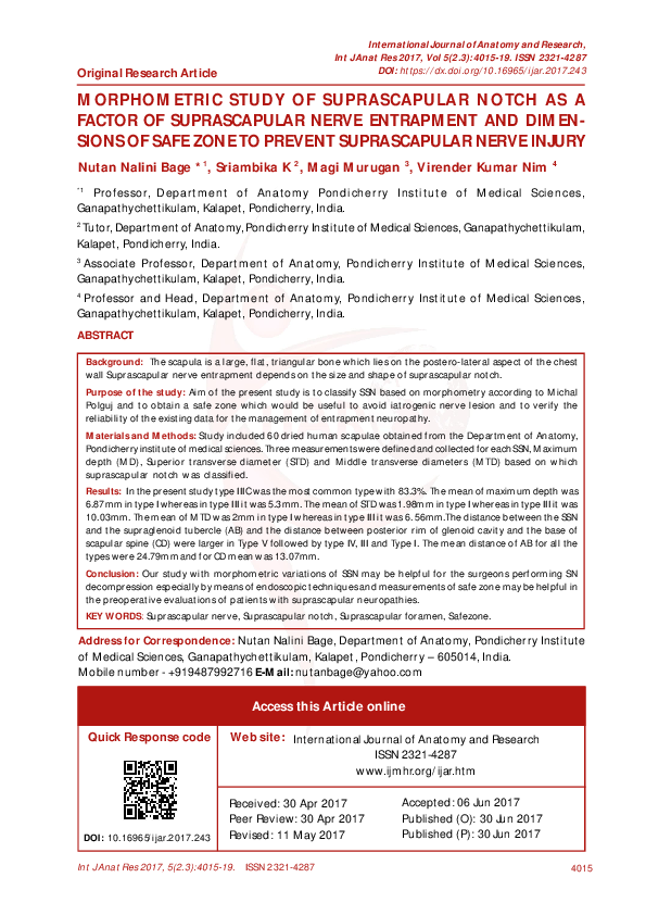 (PDF) Morphometric Study of Suprascapular Notch as a Factor of ...