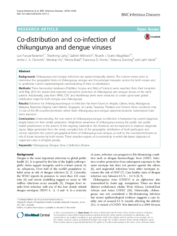 (PDF) Co-distribution and co-infection of chikungunya and dengue viruses