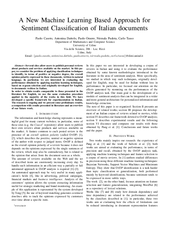 (PDF) A New Machine Learning Based Approach for Sentiment ...