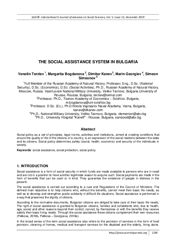(PDF) The Social Assistance System in Bulgaria