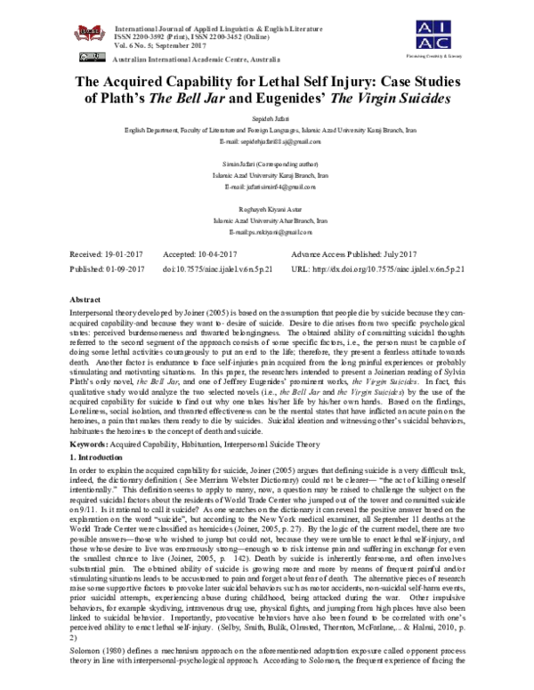 (PDF) The Acquired Capability for Lethal Self Injury: Case Studies of ...