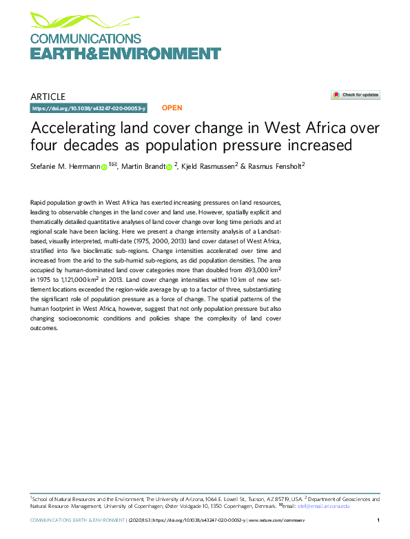 (PDF) Accelerating land cover change in West Africa over four decades ...