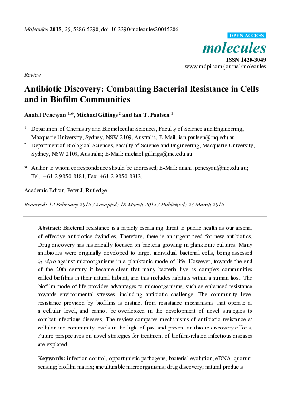 (PDF) Antibiotic discovery combatting bacterial resistance in cells