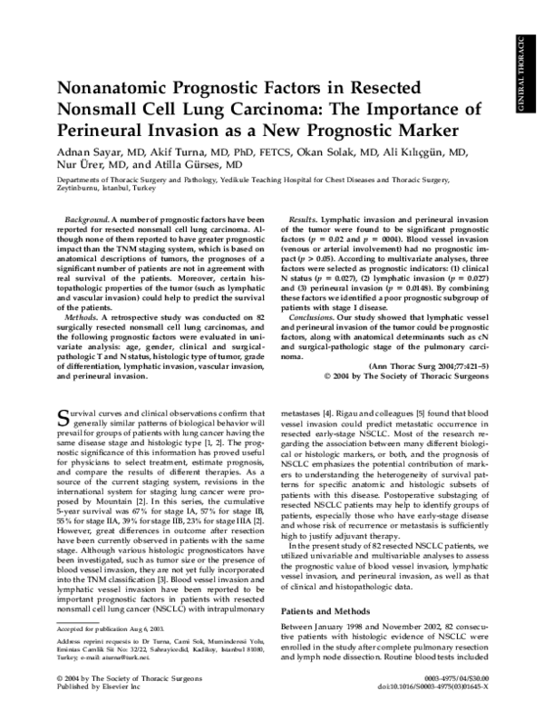 (PDF) Nonanatomic prognostic factors in resected nonsmall cell lung ...