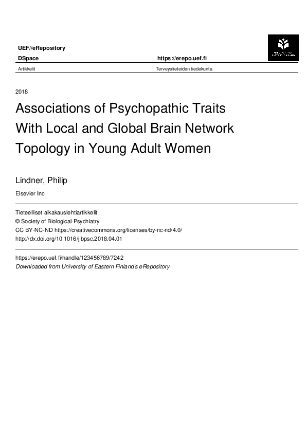 (PDF) Associations of Psychopathic Traits With Local and Global Brain ...