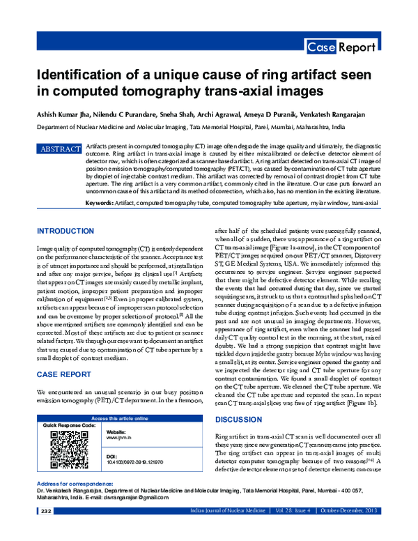 (PDF) Identification of a unique cause of ring artifact seen in ...