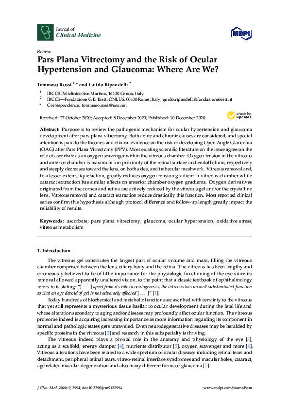 (PDF) Pars Plana Vitrectomy and the Risk of Ocular Hypertension and ...