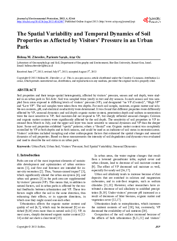 (PDF) The Spatial Variability and Temporal Dynamics of Soil Properties ...