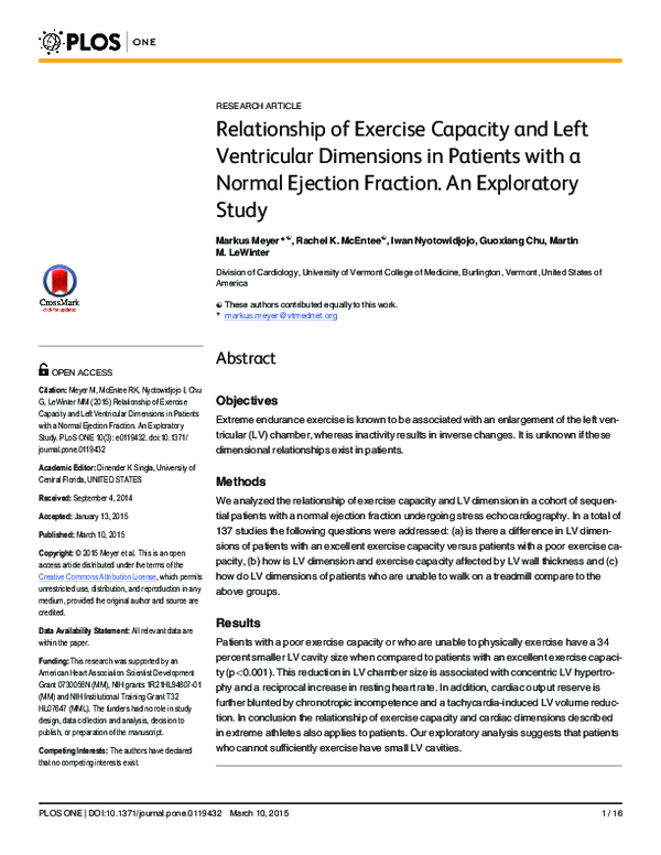 (PDF) Relationship of Exercise Capacity and Left Ventricular Dimensions ...