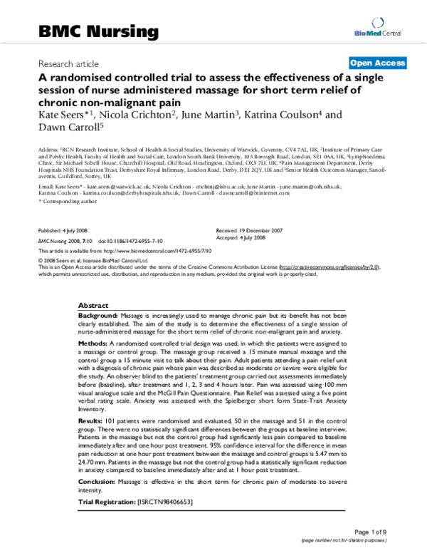 (PDF) A randomised controlled trial to assess the effectiveness of ...