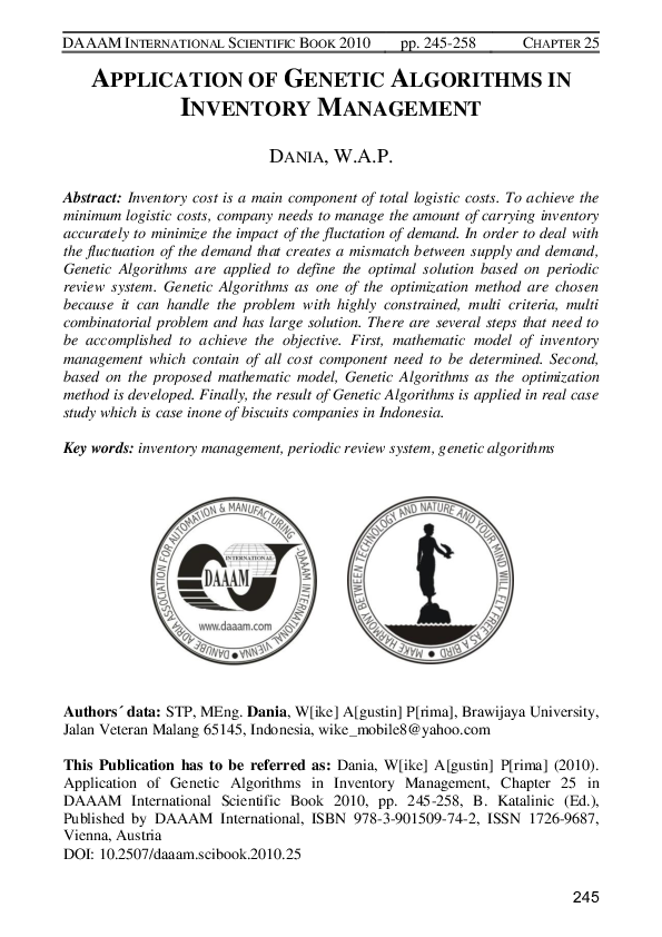 (PDF) Application of Genetic Algorithms in Inventory Management