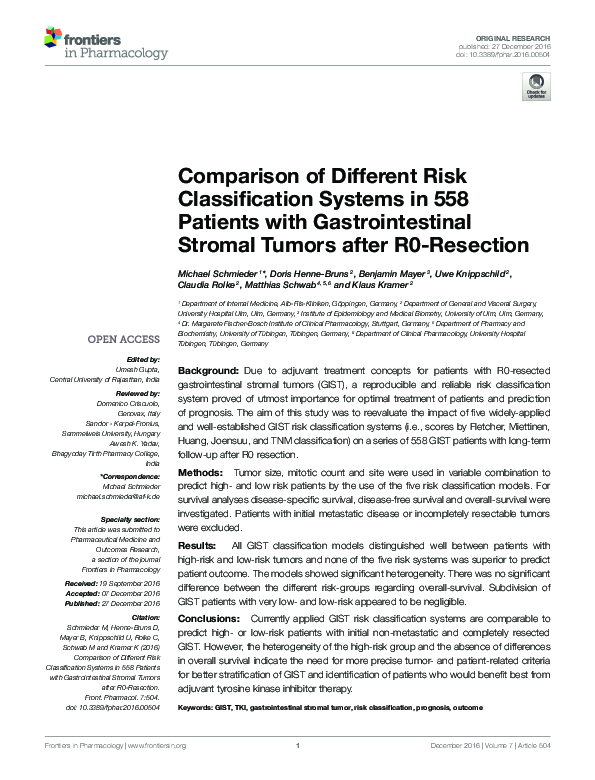 (PDF) Comparison of Different Risk Classification Systems in 558 ...