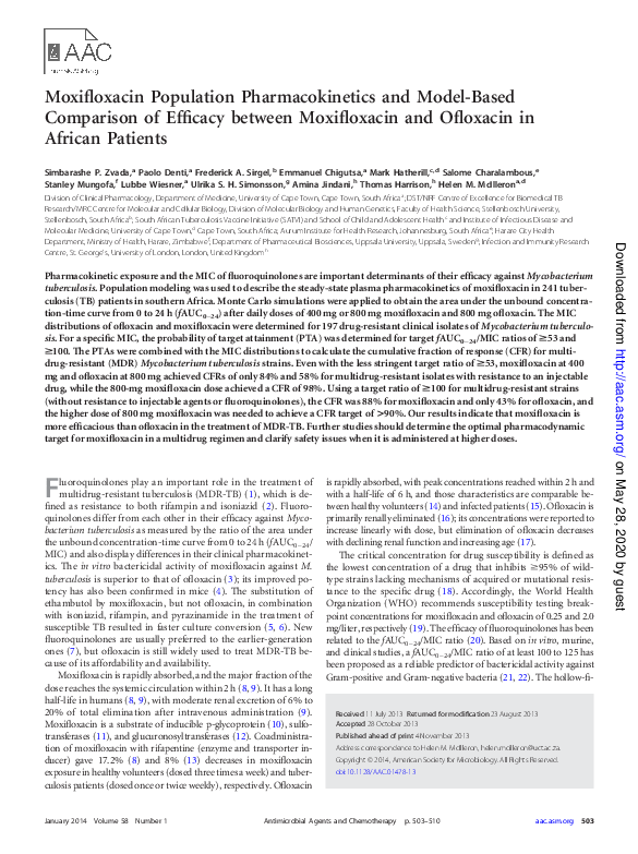 (PDF) Moxifloxacin Population Pharmacokinetics and Model-Based ...