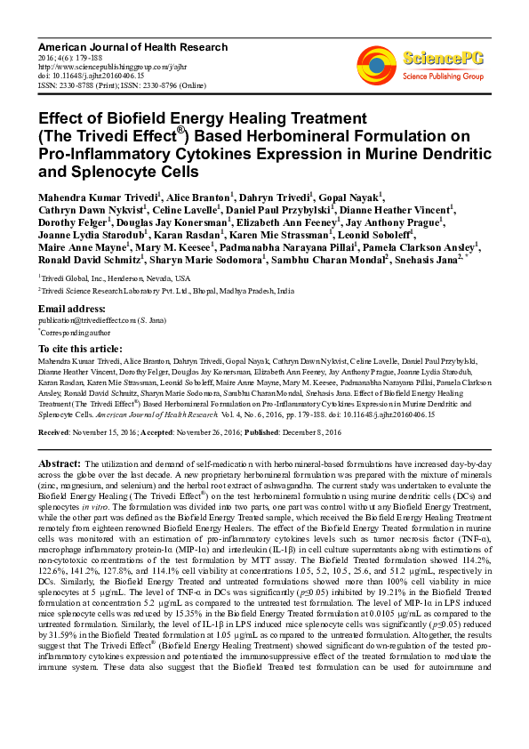 (PDF) Effect of Biofield Energy Healing Treatment (The Trivedi Effect ...