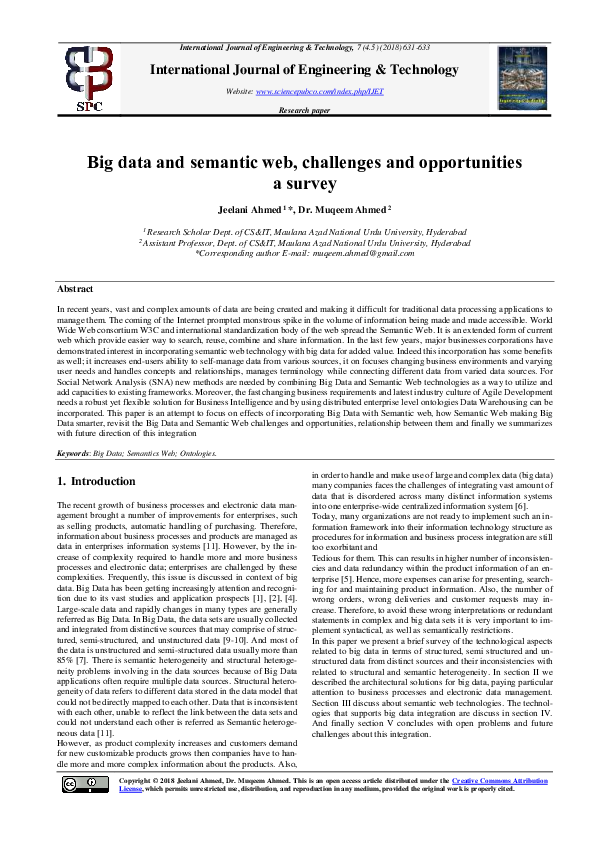 (PDF) Big data and semantic web, challenges and opportunities a survey