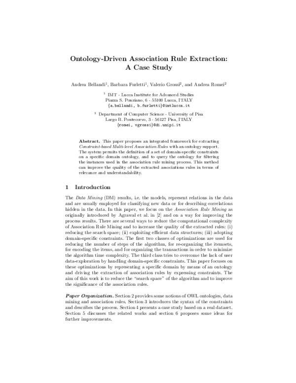(PDF) Ontology-driven association rule extraction: A case study