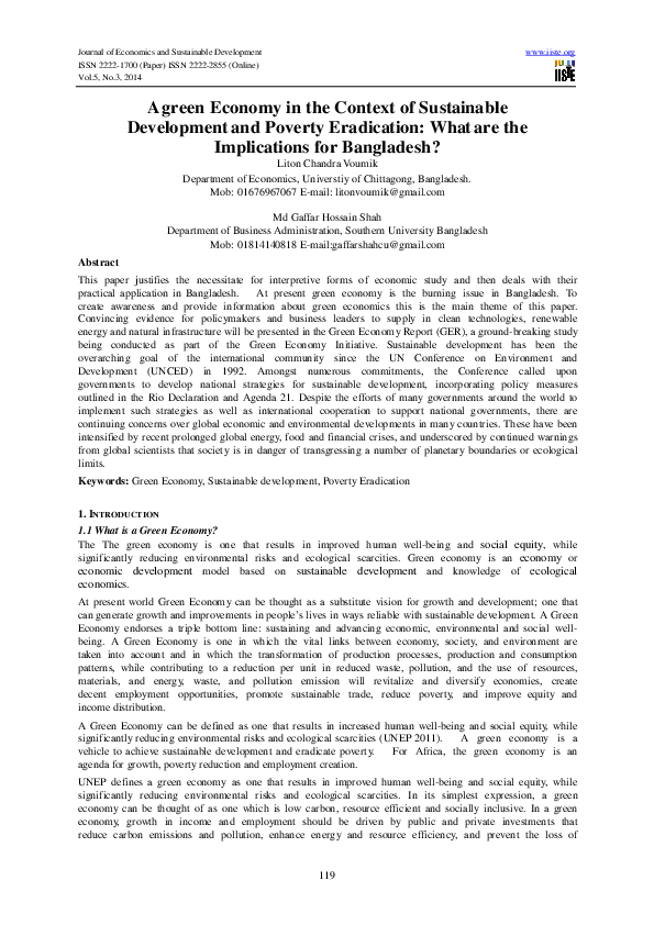 (PDF) A green Economy in the Context of Sustainable Development and ...