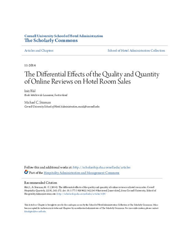 (PDF) The Differential Effects of the Quality and Quantity of Online ...