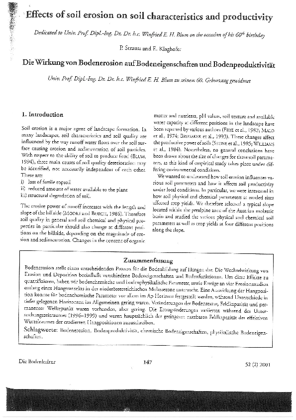 (PDF) Effects of soil erosion on soil characteristics and productivity