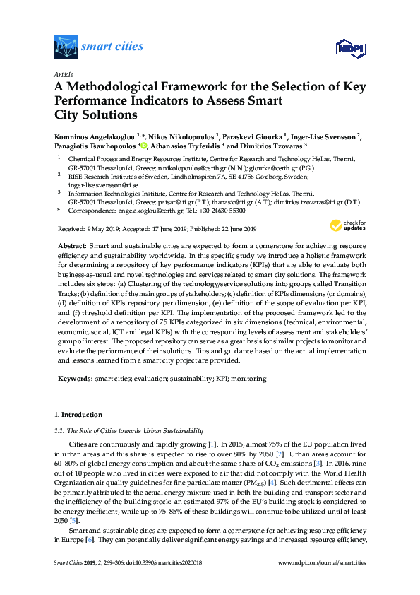 (PDF) A Methodological Framework for the Selection of Key Performance ...