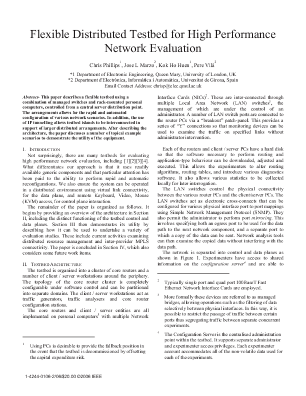 (PDF) Flexible distributed testbed for high performance network evaluation
