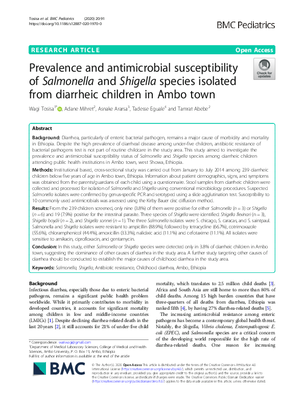(PDF) Prevalence and antimicrobial susceptibility of Salmonella and ...
