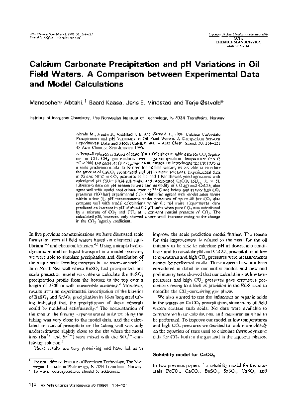 (PDF) Calcium Carbonate Precipitation and pH Variations in Oil Field ...