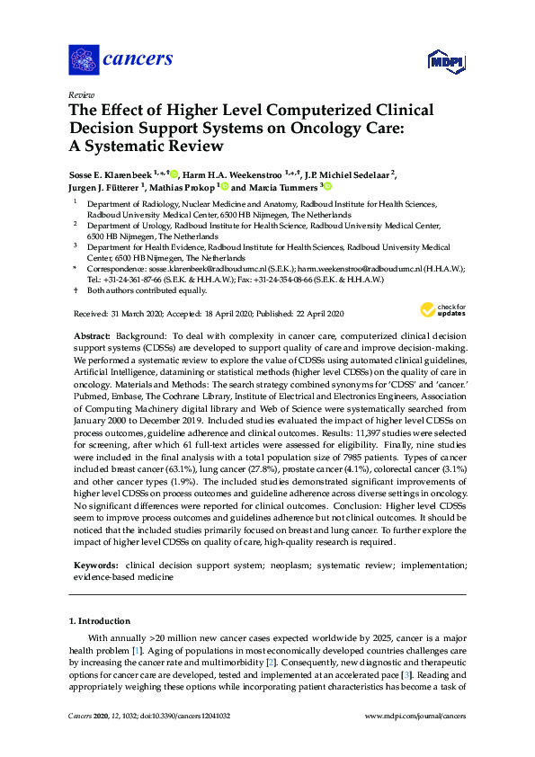 (PDF) The Effect of Higher Level Computerized Clinical Decision Support ...