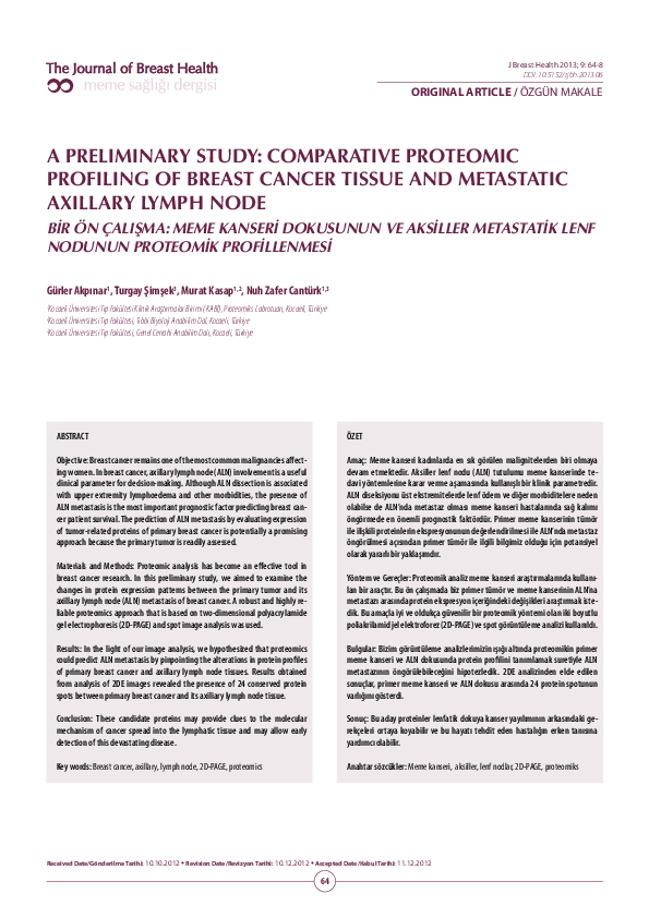 (PDF) A Preliminary Study: Comparative Proteomic Profiling of Breast ...