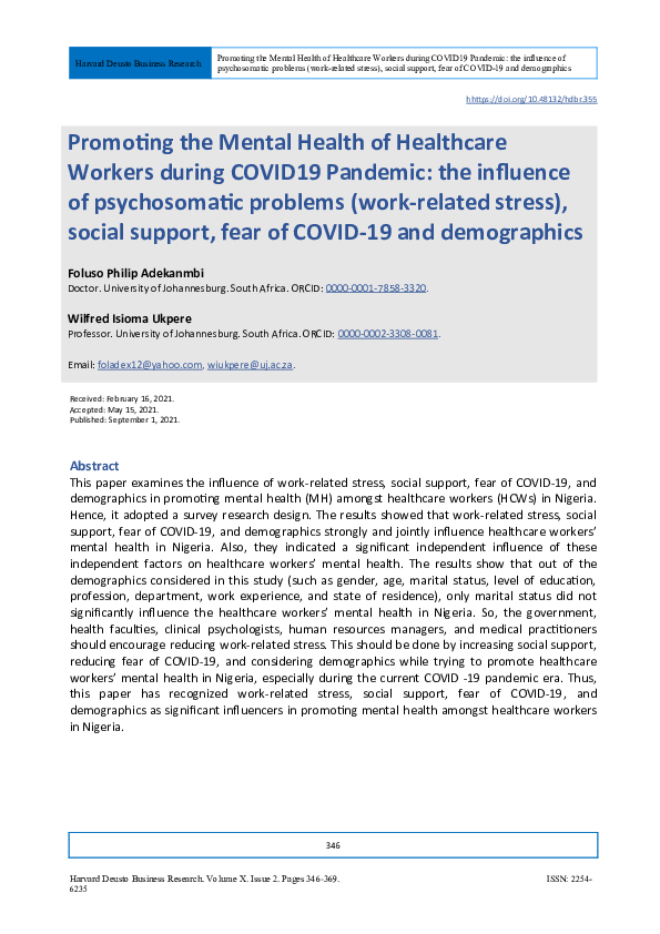 (PDF) Promoting the Mental Health of Healthcare Workers during COVID19 ...