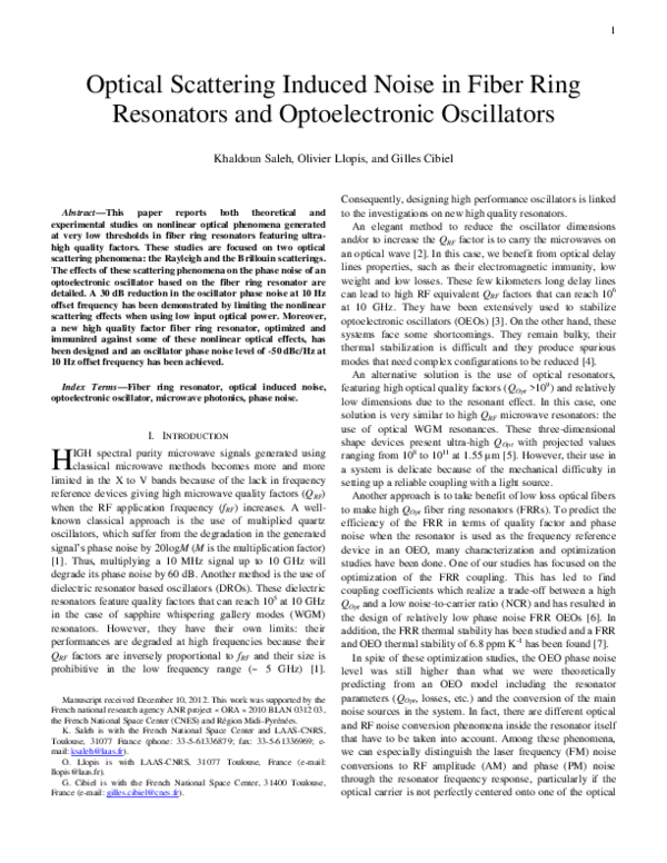 (PDF) Optical Scattering Induced Noise in Fiber Ring Resonators and ...